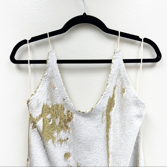 Free People Women's Seeing Double White Gold Sequin Mini Dress S - Picture 5 of 14